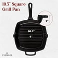 thumbnail image 3 of Cast Iron Grill Pan - Square 10.5"-Inch Pre-Seasoned Ribbed Skillet + Handle Cover + Pan Scraper - Grille, Firepit, Stovetop, Induction Safe - Indoor/Outdoor - Great for Grilling, Frying and Camping, 3 of 7