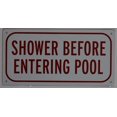 thumbnail image 1 of Shower Before Entering Pool Sign (Aluminium Reflective, White 6x12), 1 of 1