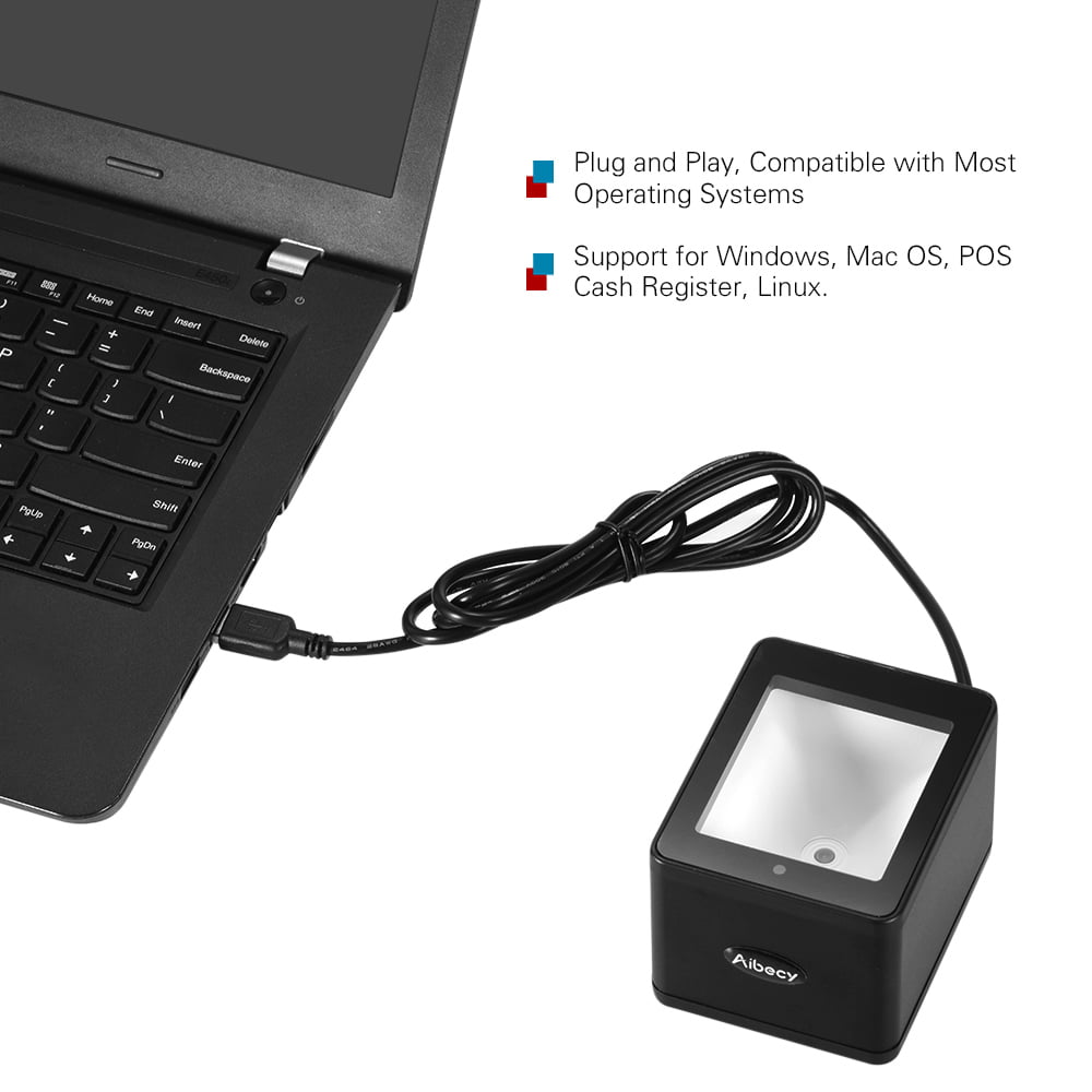 Leslaur Aibecy YHD-9800 Desktop Scanner de code à barres 1D QR USB Lecteur de code à barres filaire Image CMOS Image Main libre pour le paiement mobile 2D 
