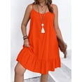 thumbnail image 4 of Orange Plus Size Casual Spaghetti Strap A-Line Dress With Ruffle Hem, 4 of 6