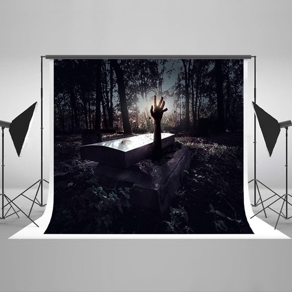 EREHome Polyester Fabric 7x5ft Halloween Photography Backdrops Grave Hand Tree Backgrounds for Photos Studio Props October