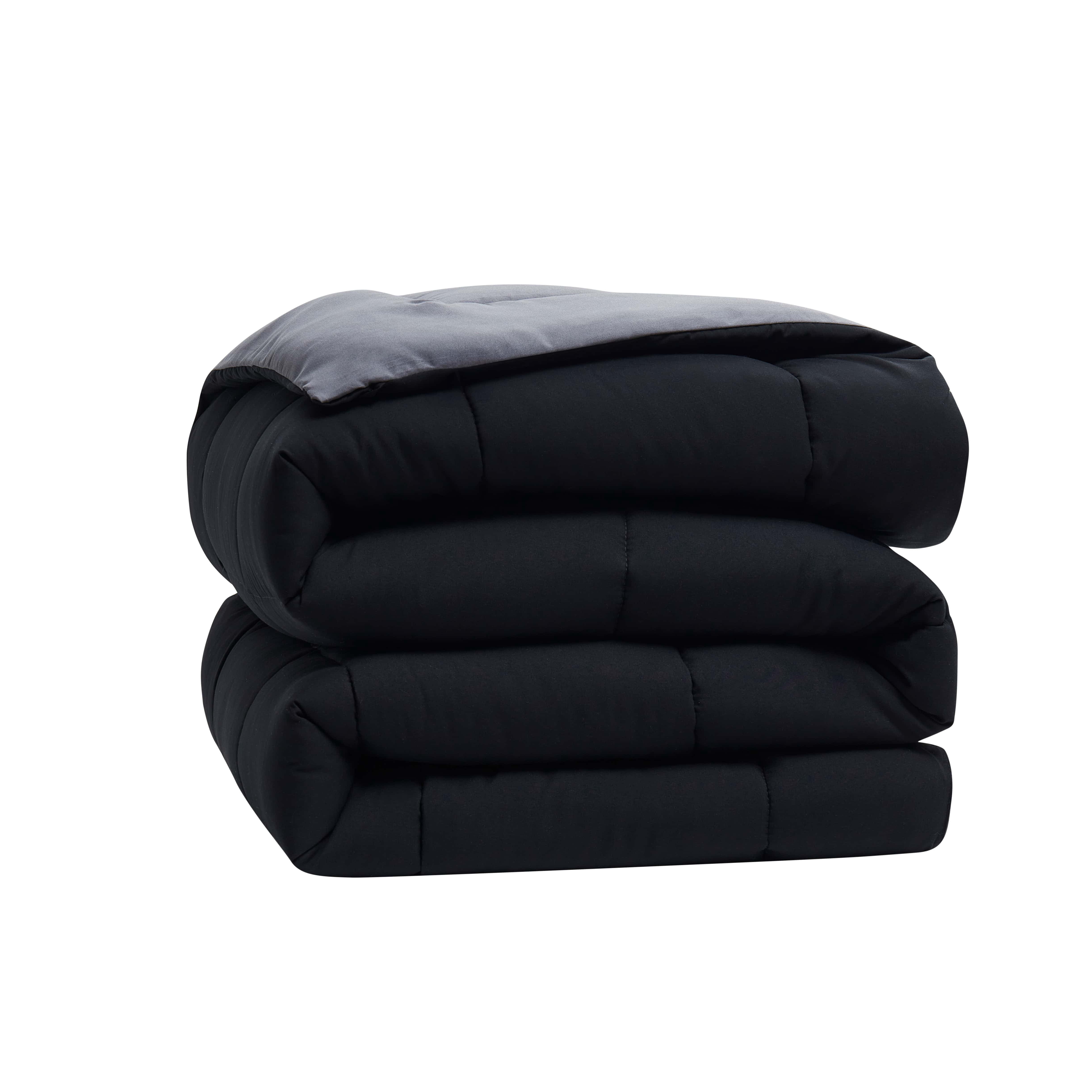 LammaLoe Twin Comforter, Quilted Down Alternative Comforter, All Season Duvet Insert Black/Gray