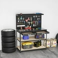thumbnail image 2 of Costway 48" x 24" Workbench Heavy-Duty WorkTable with 3 PCs Pegboard Drawer & Shelves Black, 2 of 10
