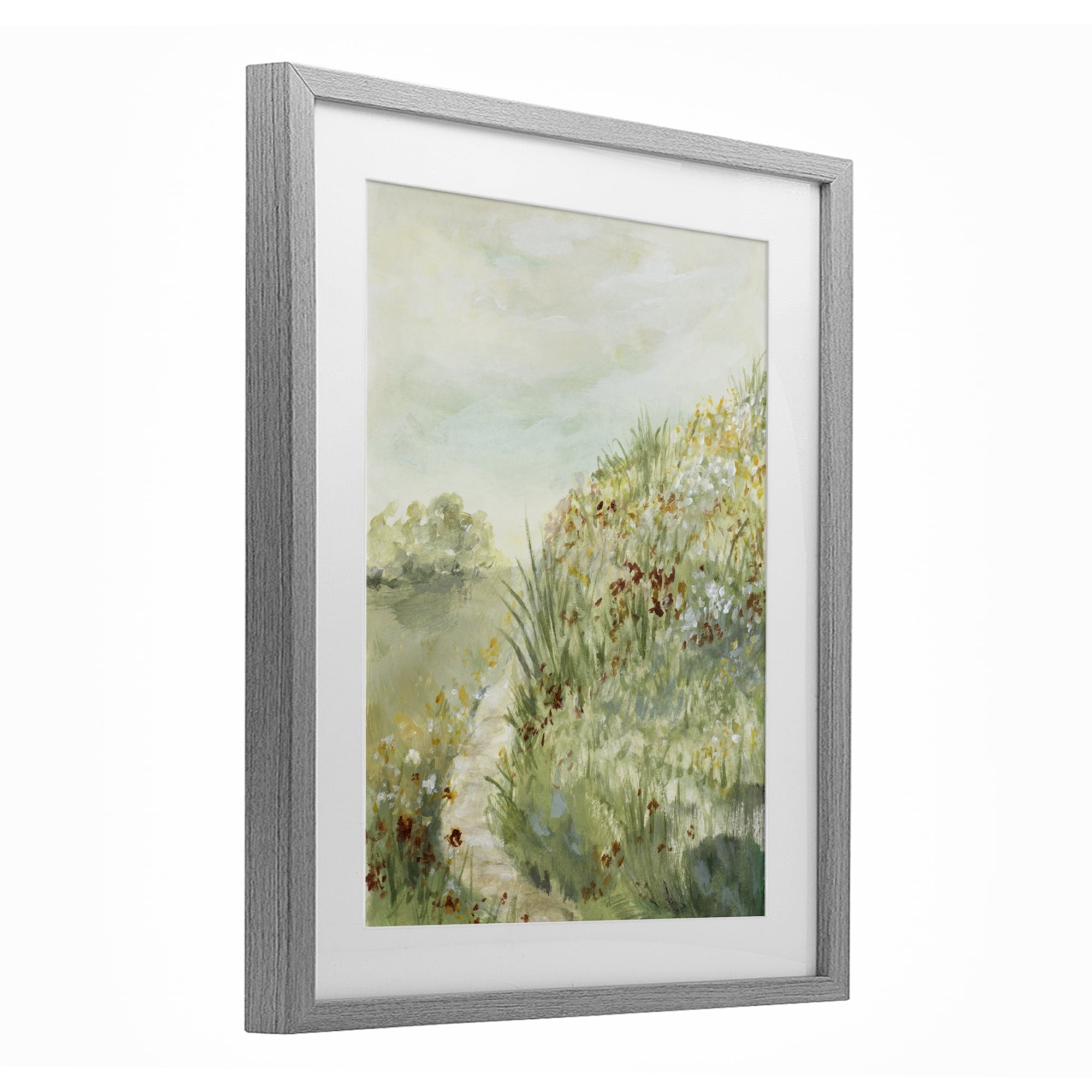 Stupell Industries Hilltop Blooms & Winding Trail Gray Framed Print Under Glass, design by Lanie Loreth