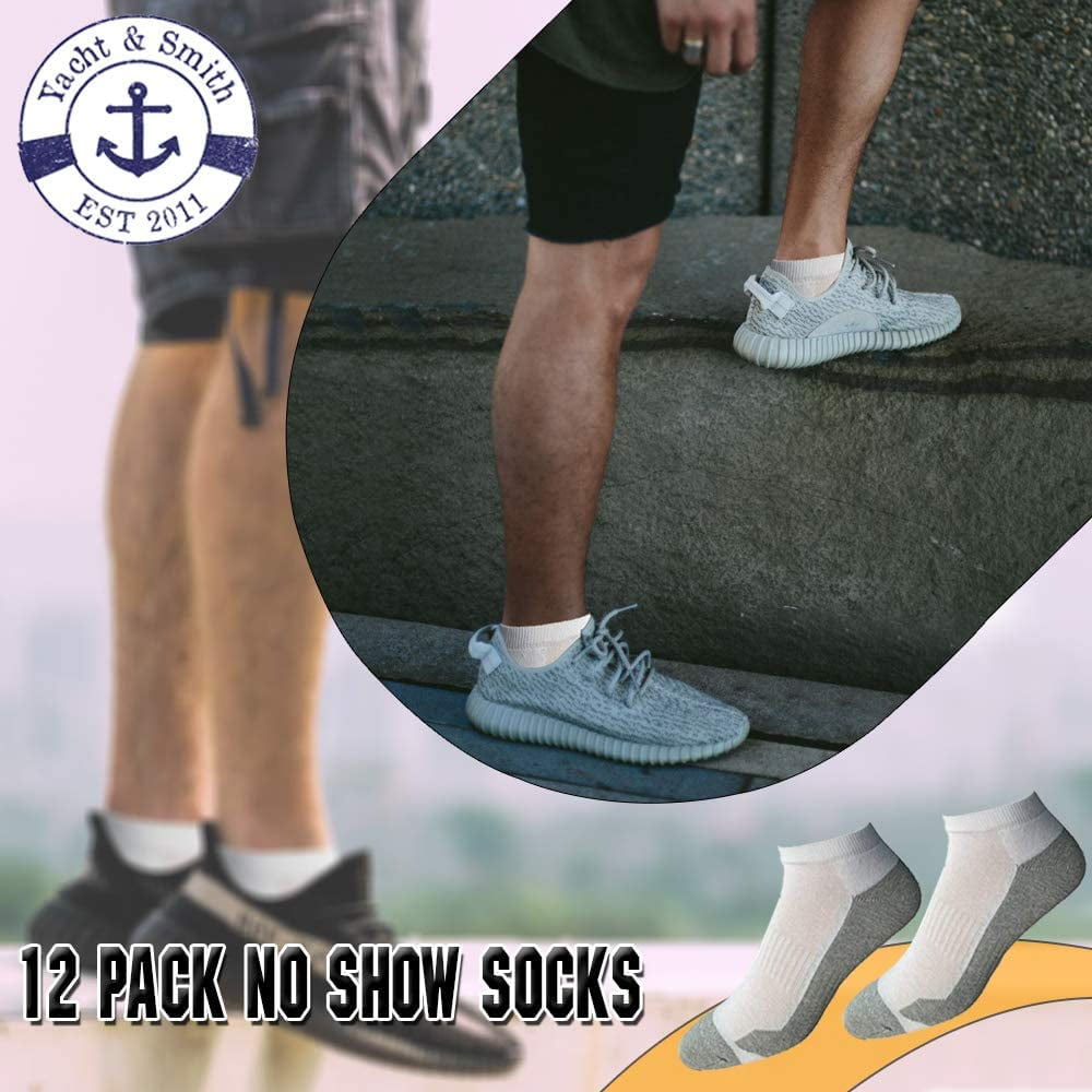 Yacht & Smith Mens Cotton Ankle Socks, Low Cut No Show Athletic Socks (12 Pack B No Show)