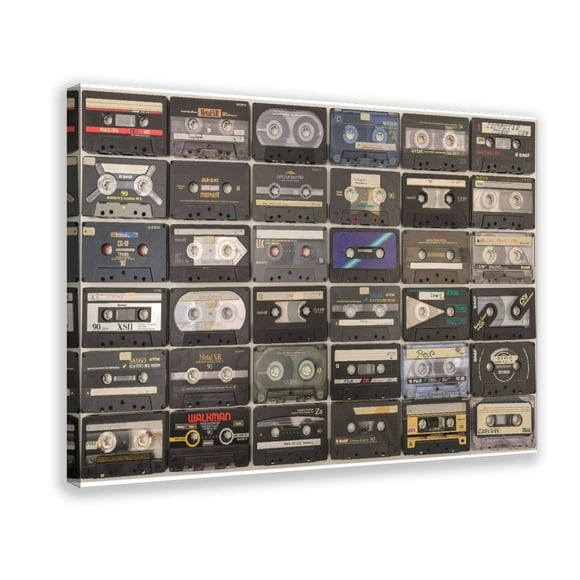 1pc Vintage Retro Cassette Tape Canvas Painting Poster, Pictures Print Wall Art With Inspirational Quotes For Office Bathroom Living Room Decor, Ready To Hang Festival Gift For Her Him