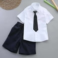thumbnail image 7 of FSYBOA Boys Cotton Outfit Sets Size 10-12T, 2 Piece Collared Soft School Uniform Kids Summer Shirts and Shorts Black, 7 of 7