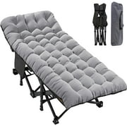 Slsy Oversized XXL Folding Camping Cot, Portable Folding Cots Folding Bed for Adults, Heavy Duty Outdoor Sleeping Cot Guest Bed with 2 Sided Mattress & Carry Bag