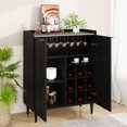 thumbnail image 6 of furlinkhm Wine Bar Cabinet, Industrial Bar Cabinets for Liquor and Glasses, 37" Kitchen Coffee Bar Cabinet Liquor Cabinet Bar for Home with Removable Wine Racks, 2Pcs Black, 6 of 8