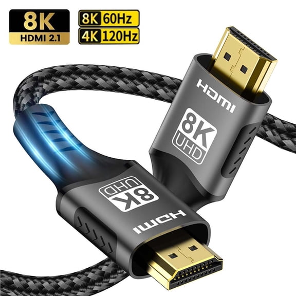 8K Certified HDMI 2.1 Cable 10ft, Non-Slip Nylon Braided, 48Gbps Ultra High-Speed HDMI Cables Cord, 10K 8K@60Hz, 4K@120Hz Compatible for TV/PS-5/X-box/Projector/Sound System & More