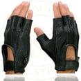 thumbnail image 5 of Milwaukee Leather SH877 Men's Fingerless USA Deerskin Black Perforated Leather Motorcycle Gloves w/ Gel Palm 3X-Large, 5 of 7