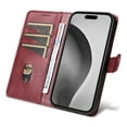 thumbnail image 5 of Allytechgroup Wallet Case for iPhone 14, Built-in Credit Card Slot & Lanyard RFID Blocking PU Leather Flip Case Shockproof Full Body Protective Cover for iPhone 14, Winered, 5 of 9