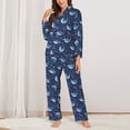 thumbnail image 2 of Balery Cartoon Sharks2 Conjunto de Pijama con Estampado para Mujer, Conjunto de Dos Piezas con Manga Larga, Ropa de Dormir Suave con Bolsillos, Pijamas Cómodos-XX-Large, 2 of 7