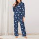 thumbnail image 2 of Balery Cartoon Sharks2 Conjunto de Pijama con Estampado para Mujer, Conjunto de Dos Piezas con Manga Larga, Ropa de Dormir Suave con Bolsillos, Pijamas Cómodos-Small, 2 of 7