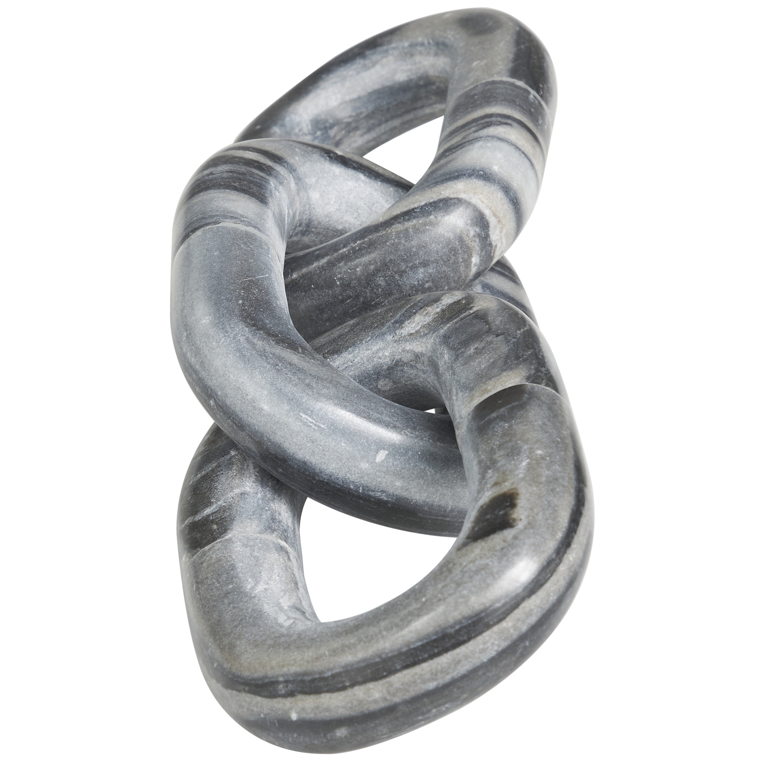 13" x 3" Gray Marble Geometric 3 Link Chain Sculpture, by DecMode