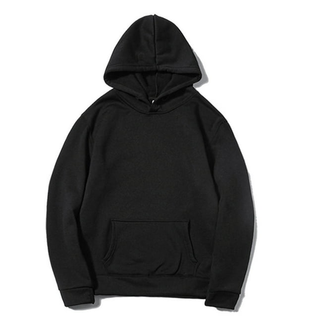 Ceisia Men's Solid Color Hooded Pullover Sweatshirt with Kangaroo Pocket Black M Gifts