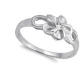 thumbnail image 4 of White CZ Hawaiian Plumeria Tropical Flower Ring Sterling Silver Band 925 Jewelry Female Size 8, 4 of 4