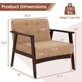 thumbnail image 3 of Costway Accent Chair Button Tufted Mid-century Modern Lounge Chair with Armrest Brown, 3 of 8