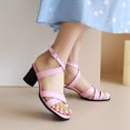 thumbnail image 1 of Sandalias de verano para mujer con tacones altos de cuero de microfibra de color sólido a la moda Wmkox8yii shjk7152, 1 of 9