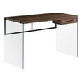 thumbnail image 1 of Monarch Specialties Computer Desk, Home Office, Laptop, Storage Drawers, 48"l, Work, Tempered Glass, Laminate, Brown, Clear, Contemporary, Modern, 1 of 4