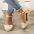 thumbnail image 3 of Modisza Closed Toe Wedge Sandals for Women 2026 Summer Platform Espadrilles Ankle Strap Sandal Wide Width Work Dressy Slide Shoes Beige 7, 3 of 6