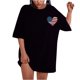 thumbnail image 2 of Camiseta de Cuello Redondo Impresa Delantera Y Trasera Del Día de la Independencia de las Mujeres, Tops Cortos Casuales para las Mujeres, 2 of 5