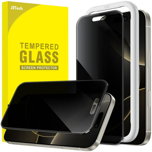 JETech 360 Degree Privacy Screen Protector for iPhone 17 Pro Max 6.9-Inch, 4-Way Anti-Spy Tempered Glass Film with Easy Installation Tool, 2-Pack
