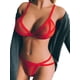 thumbnail image 4 of VISgogo - Conjunto de dos piezas de lencería para mujer, sujetador de vendaje de hilo de malla de color sólido a la moda y bragas de cintura baja VISgogo moda, 4 of 4