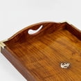 thumbnail image 5 of Nagina International Nautical Handcrafted Rosewood Dark Deep Rich Tray with Glorifying Brass Polished Corners & Inlaid Anchor | Kitchen Dinner Breakfast Multipurpose Tray (Large), 5 of 5
