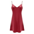 thumbnail image 4 of PMVFHDE Womens Deep V Neck Thin Strap Sleep Dress Summer Satin Silk Nightgown Comfortable Home Wear&nbsp;Nightgowns For Women Red，XL, 4 of 4