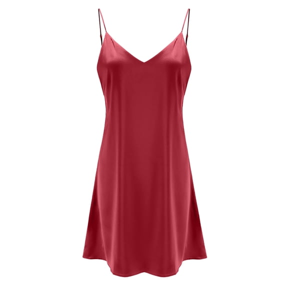 JIAYUE Women's Dresses Summer Fashion Mini Scoop Neck Spaghetti Strap Sleeveless Loungewear Female Solid Color Satin Silk Dress