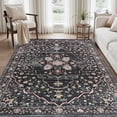 thumbnail image 6 of VUNATE 5'x7' Area Rugs for Living Room Washable Rugs Floral Vintage Area Rug Botanical Indoor Carpet Soft Rugs for Bedroom Office Dining Room Kitchen Accent Rug Contemporary Home Decor Black, 6 of 9