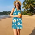 thumbnail image 3 of Lsque Daisies Flowers Pattern Summer Dresses for Women – Sleeveless T-Shirt Swing Sundress, Perfect for the Beach and Casual Days, 3 of 7