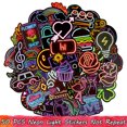 thumbnail image 1 of 50 Pcs Neon Light Sticker Anime Icon Animal Cute Decals Stickers for Laptop Suitcase Guitar Fridge Bicycle Car, 1 of 8