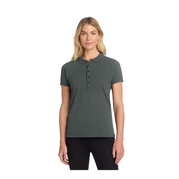 MERCER METTLE Women's Stretch Heavyweight Pique Polo | Short Sleeve Collared Shirt for Women, Moisture Wicking Work Top - Anchor Grey 2XL