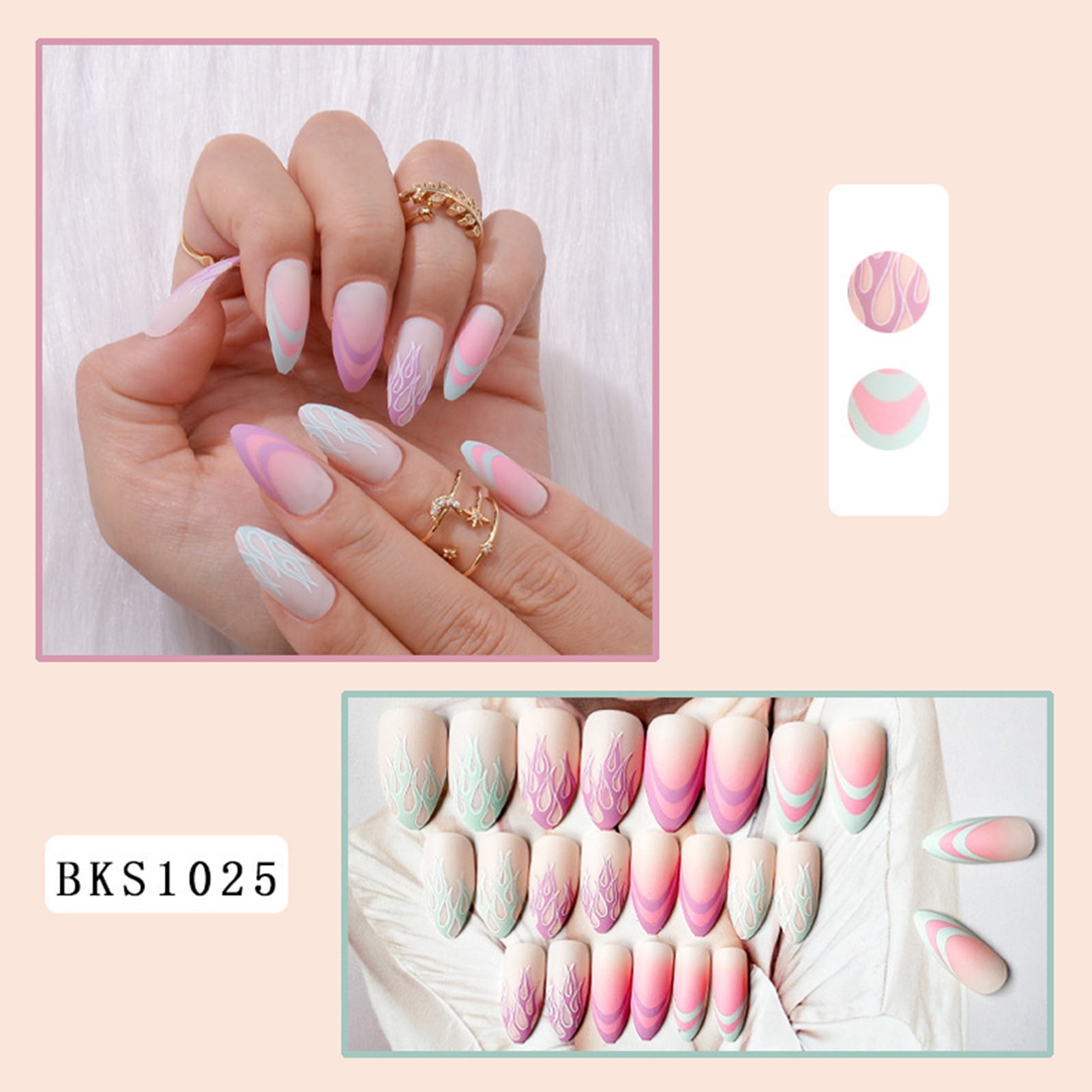 Mixed Colorful Press on Nails Unique Trendy Pattern Nail Pieces for Women and Girls Nail Decor Mixed Colorful Press on Nails Unique Trendy Pattern Nail Pieces for Women and Girls Nail Decor
