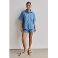 thumbnail image 6 of Womens 2 Piece Outfits Short Sleeve Button Down Crop Blue Jean Shirts High Waist Denim Shorts Sets Light Blue XL, 6 of 7