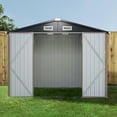 thumbnail image 3 of Sunmthink 6 x 8 ft Outdoor Metal Storage Shed with Double Lockable Door, Brown, 3 of 9