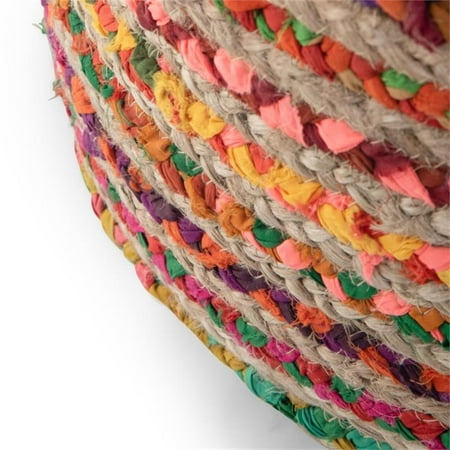Simpli Home - Margo Round Contemporary Polystyrene/Cotton Pouf - Multicolor