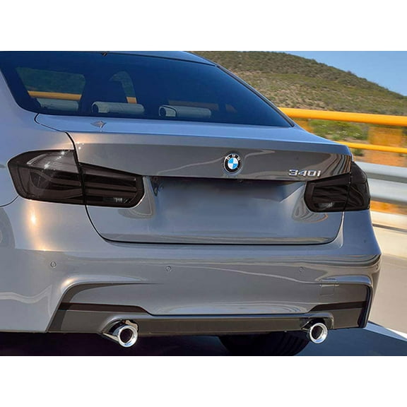 Rvinyl Tail Light Tint Covers Compatible with BMW 3-Series 2012-2015 (Sedan) - Blackout Smoke