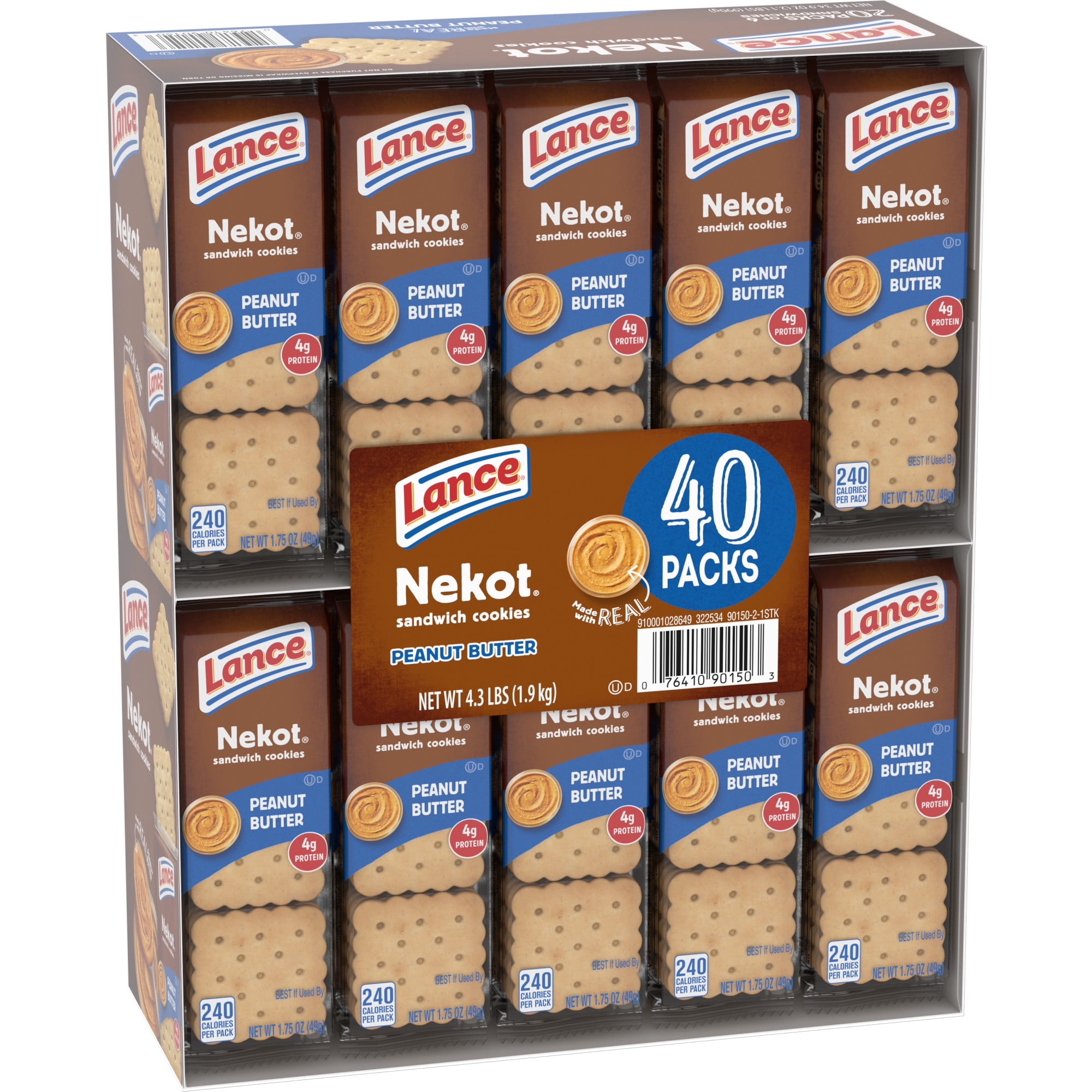 Lance Sandwich Cookies, Nekot Peanut Butter, 40 Packs