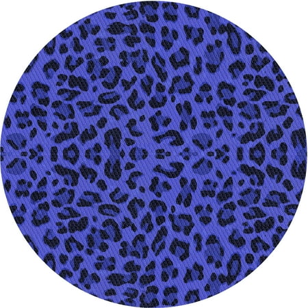 

Ahgly Company Indoor Round Patterned Denim Dark Blue Area Rugs 8 Round