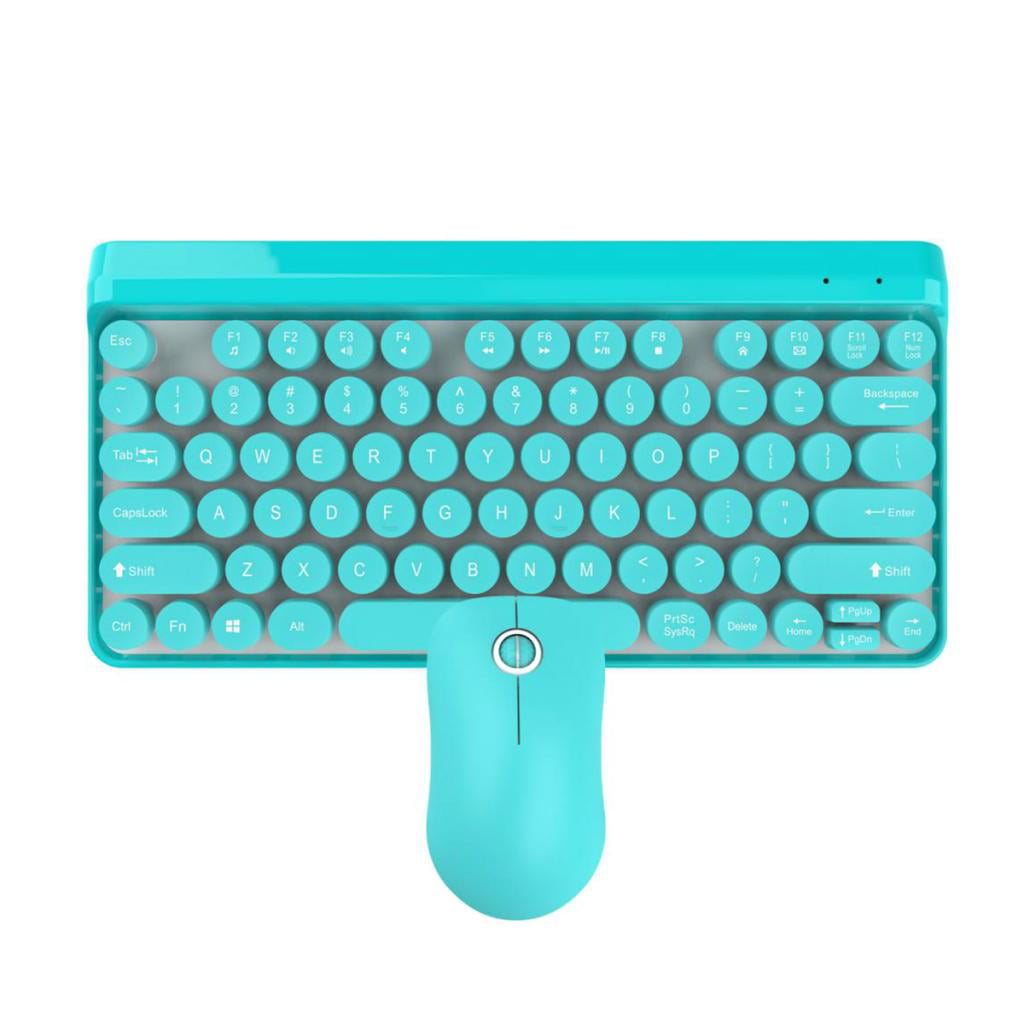 L100, Pink 2.4G Punk Style Keycap Fashion Keyboard Set Wireless Keyboard Ultra-Thin Business Keyboard with Mouse 