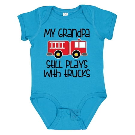

Inktastic Firefighter Grandpa Plays with Trucks Boys or Girls Baby Bodysuit