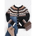 thumbnail image 2 of Cardigans for Women Fair Isle Sweaters Button Down Long Sleeve Open Front Fall Sweaters Knit Cardigans Alsol Lamesa, 2 of 6