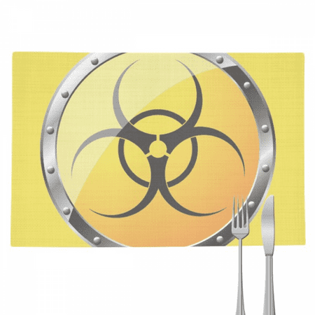 

Logo Yellow Background Hazardous Substance Placemat Pad Kitchen Woven Heat Resistant Cushion Rectangle