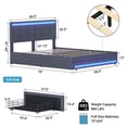 thumbnail image 6 of Full Size Bed Frame with 4 Storage Drawers and LED Lights Headboard Footboard, Upholstered Platform Bed Frame with USB Ports,Square Stitched Button Tufted Design, Dark Grey, 6 of 7