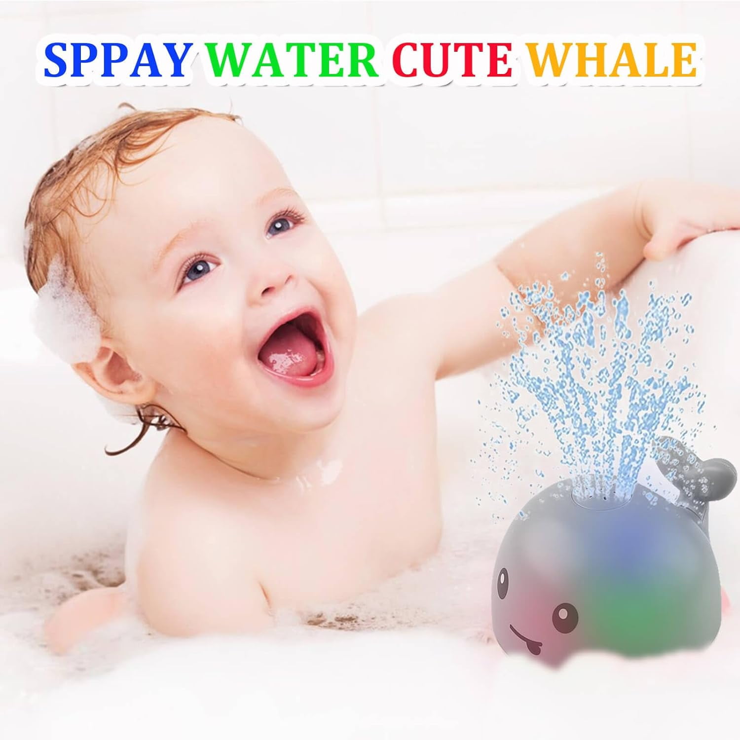 Whale Bath Toy Sprinkler - Bath Toys for Toddlers 1-3 - Light Up Water Bath Toy - Bathtub Toys for Infants 6-12 Months Toddlers Age 2-4 Birthday Gift for 1 2 3 4 5 Year Old Boys Girlds