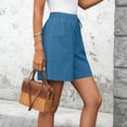 thumbnail image 5 of Hurxie Womens Shorts Lightweight Bermuda Shorts for Women Casual 5 Inch Inseam Summer Linen Shorts with Pockets Blue,2XL, 5 of 8