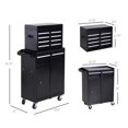 thumbnail image 3 of DURHAND Rolling Tool Cabinet 2 in 1 Top Chest Storage Box 5 Drawers with Pegboard and Adjustable Shelf, Black, 3 of 9